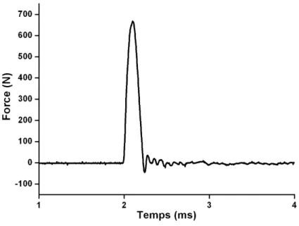 Figure II. 3  Signal de force au cours d’un impact sur M2 traité 