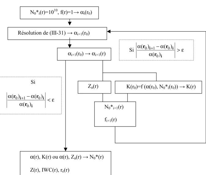 Figure III- 3 : Restitution des paramètres N 0 *(r),  α (r), Z(r), IWC(r), r e (r) par l’algorithme N 0 * variable