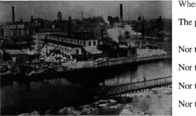 Fig.  3.2  Lechmere  Canal in  1925.  Industrial building typologies, pollution, and immigrant workers  'progressed' America  into  a  more