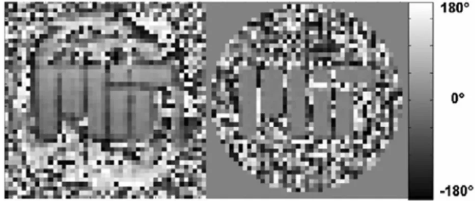 Figure 21: Phase of 2D excitation design for 4X acceleration, acquired data on the left, simulation on  the right. 