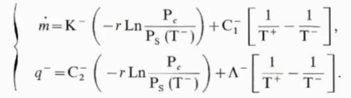 Fig. 2. — Évaporation de l’eau - Tc= 313 K. Déduction, à partir des mesures de la variation avec la pression, des  forces thermodynamiques d’interface