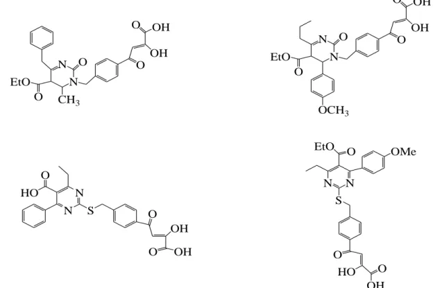 Figure II.10. Structures de dihydropyrimidinones ayant des propriétés anti-VIH, de première  et deuxième génération