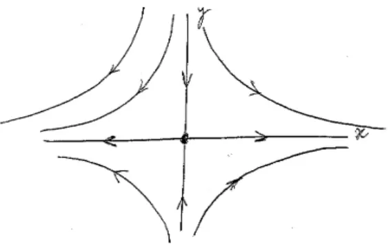 Figure 2.2 – Portrait de phase du système (2.1) avec λ 1 = −1, λ 2 = b.