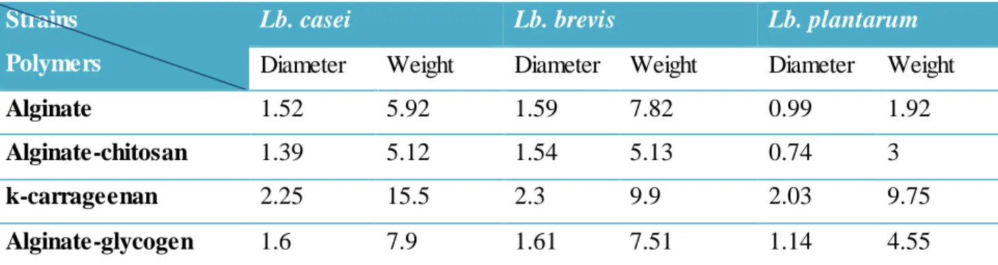 Table III.1: General characteristics  of bacterial  beads. 