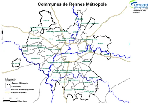 Figure 4 : Carte de Rennes Métropole