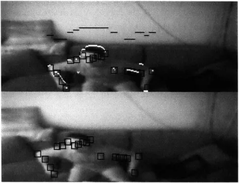 Figure  3-4:  Calculation  of Depth  to  High  Motion  in  Each  Column.  The  aspect  ratios of  the  images  as  they  are  produced  by  the  stereo  pair  have  been  preserved  in  this figure  to  illustrate  the  true  size  of the  correspondence  