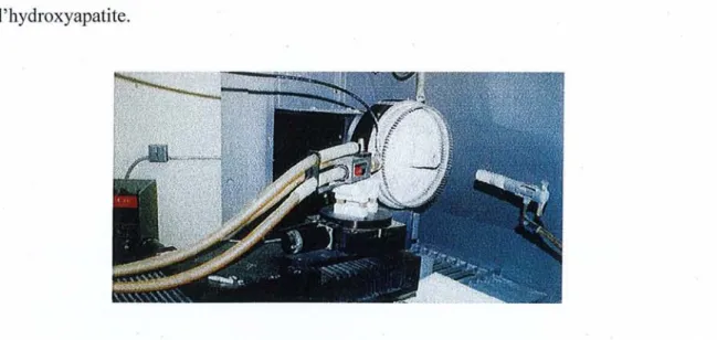 Fig . 16 : Support rotatif des implants pour la phase de plasm a-spray. Schittly (200 2)