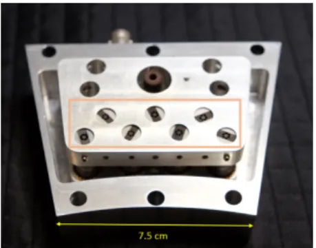 Figure 2-3: Internal view of the module, with the exit ports of the Channeltrons highlighted.