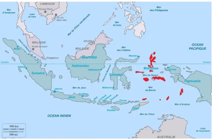 Figure 1 : Situation géographique des îles Moluques dans l’archipel indonésien . 