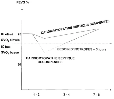 Figure 5 : Evolution de la dysfonction myocardique au cours du  temps lors du choc septique 