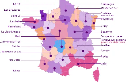 Figure 3 : Répartition des Haras Nationaux sur le territoire français (8) 