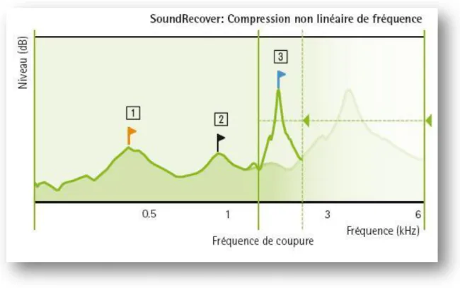 Figure 2 : SoundRecover, compression non linéaire de fréquence  [7] 