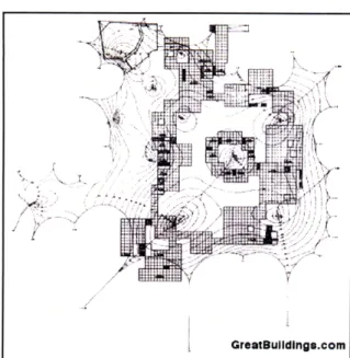 Figure 4 - Plan View  of the German Pavilion (Source:  GreatBuildings.com)