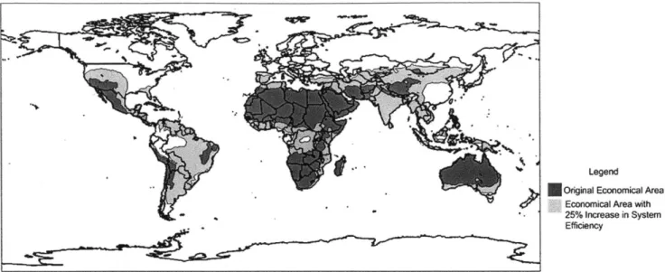 Figure 1.2:  Geographic  areas where  PVRO is economically  feasible  [4].