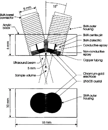 Figure 1. 14 – Schéma de la sonde Doppler continu utilisée par Christopher et  al. (1996)