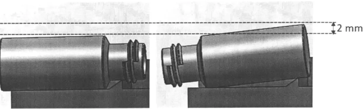 Figure 4-4:  A  schematic  showing  the two  positions  of a vial  sitting  within the  scallop pocket