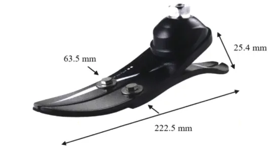 Figure  11:  Visual  representation  of the  overall  dimensions  of the  comparable  device,  the LP Vari-Flex prosthetic  foot  by  Ossur  [12].