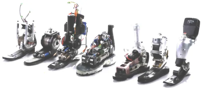 Figure  2:  Various  modem  ankle-foot  prostheses  developed  by  the  MIT  Media  Lab Biomechatronics  Group  [2].