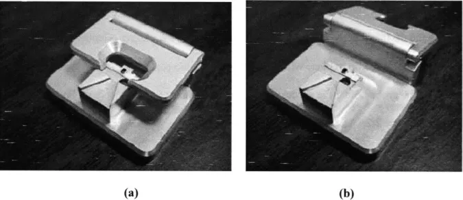 Figure 2.3:  Mounting  block used for securing  tip into probe holder in closed  (a) and open  (b)  positions