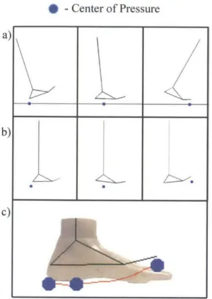Figure  1-6:  Illustration  of obtaining  the  roll-over  shape  of a  foot.  The roll-over  shape of  a  foot  is  defined  as  the  path  of  the  center  of  pressure  along  the  foot  from  heel strike  to  opposite  foot  heel  strike,  rotated  from