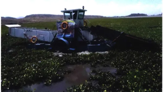 Figure  4-5:  A  typical  aquatic  hyacinth  harvesting  boat.  These  boats  typically  cost more  than  $50,000,  and  have  long  maintenance  down  times  due  to  unavailability  of spare  parts