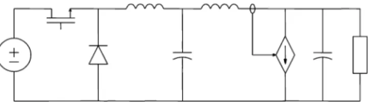 Fig. 1. Feedforward current-ripple active filter used in conjunction with a passive filter on the output of a buck converter