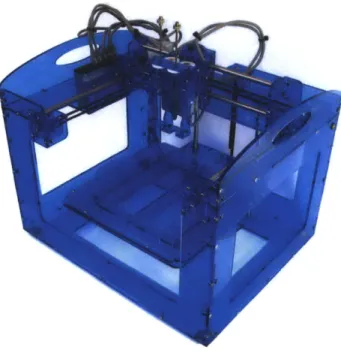 Figure  3:  A  Fab@Home  Fabber  Model  2.  The  printer  is  made  primarily  from  laser- laser-cut  acrylic  and  features  a  closed-loop  positioning  system