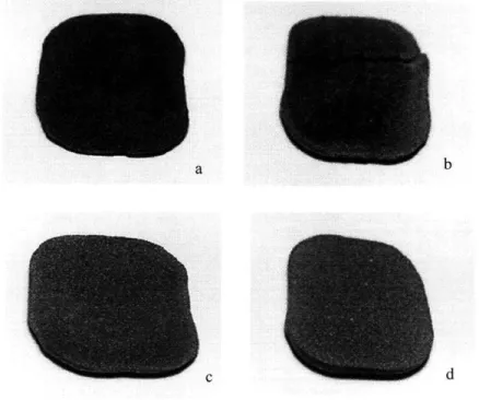 Figure 2.6:  Parts sintered in the small scale  furnace: (a) with  no  band heaters,  ramp to 1200  C, Forming gas  atmosphere, low  Alumina  heaters  (b) with band heaters, soak  at 200