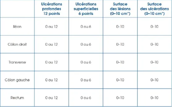 Tableau 2. Calcul du score CDEIS (35) 