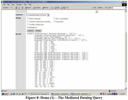 Figure 8: Demo (1) – The Mediated Datalog Query 