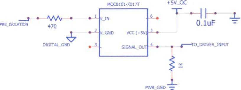 Figure  2-4:  Complete  schematic  of optocoupler  isolation  for  one  driver  input