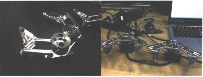 Figure  3-4:  A  finished  mechanical  gripper  assembly,  and  two  completed  grippers