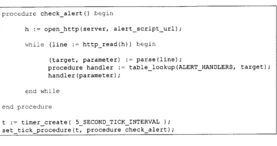 Figure 11  Pseudo-code  for the alert check  mechanism  of the executive