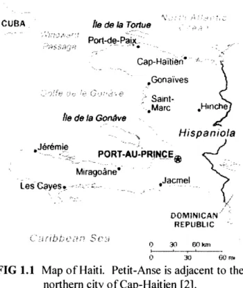 FIG  1.1  Map  of Haiti.  Petit-Anse is adjacent  to the northern city of Cap-Haitien  [2].
