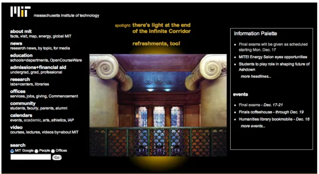 Figure 2-1: An example of an information palette used to highlight relevant informa- informa-tion on a university website.