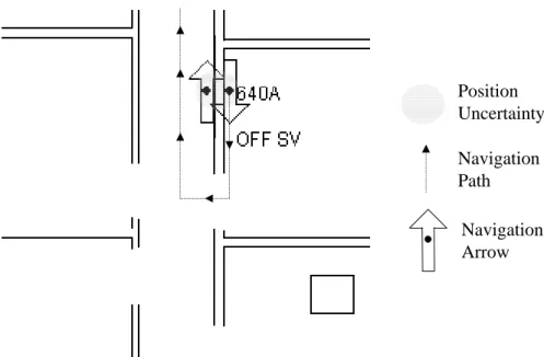 Figure 2-1: A person carrying a CricketNav device is in the office 640A so the correct navigation arrow should point downwards