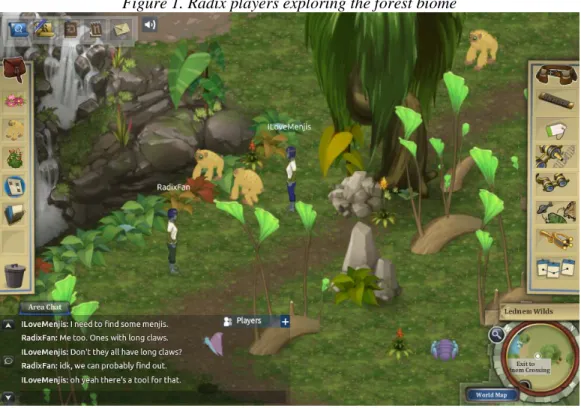 Figure 1. Radix players exploring the forest biome 