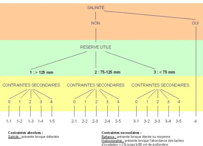 Figure 3 : Arbre de décision de détermination du score « de la qualité des sols » (INRA, 2008) 