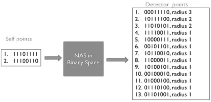 Fig. 10: Sample detector space Generated using binary implementation of NAS. The configuration are Dimension=8, total