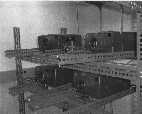 Figure  1-3:  Picture  of the  projectors  and  the  camera  of  the  prototype  system