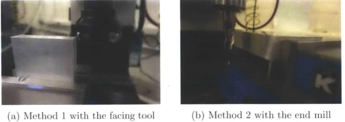 Figure  3-5:  Images  showing  the  two  different  methods  for  cutting  the  mold  blanks down  to  size