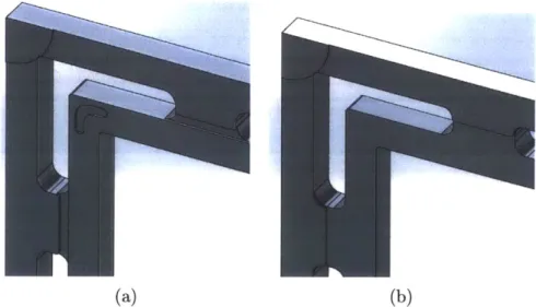 Figure  2-6:  Examples  of  (a)  the  epoxy  wells  in  iEPS  2.2  to  improve  emitter  chip bonding  and  (b)  the  chip bed  recess  to improve  bonding, block  liquid  movement,  and accommodate  over-tall  chips.