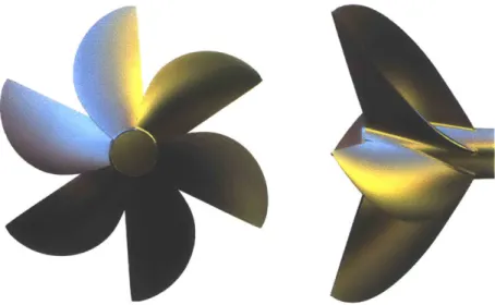 Figure  3-1  Baseline  Mercury  racing  propeller  (front  and  side  views)
