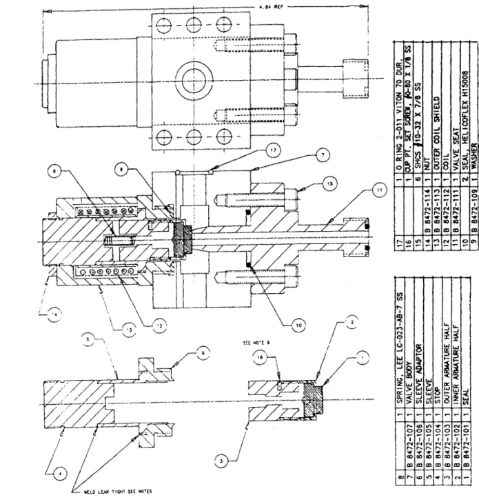 Fig.  2.6.1:  The propellant valve with  sectional  view  showing internal parts.