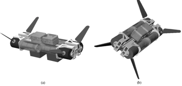 Fig. 3. Two views of fore–aft paired fin layout.