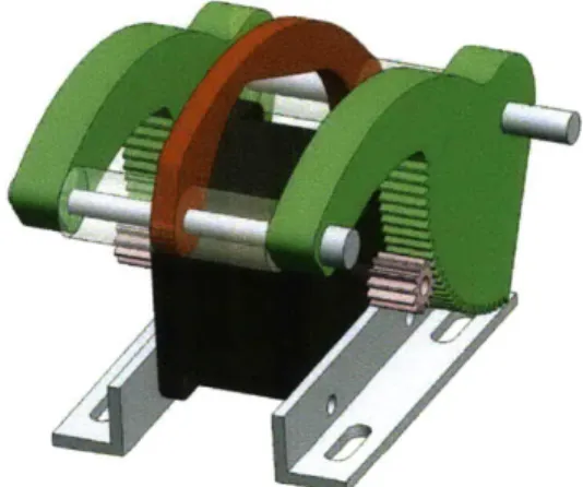 Figure 3: Model  of the cam  assembly with  motor The  radius  of  curvature  of  the  cams approximately  matches  that  of the  BVM,  giving a  mostly  rolling-contact  compression
