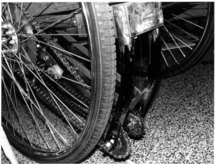 Figure 9:  Two-stage  gear  reduction-  external  view.  The reduction lies  very close  to  the rear wheel  in order to minimize the chain  length and avoid  derailing.