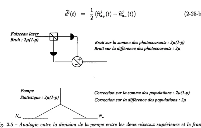 Fig.  2.5 -  Analogie  entre  la division de la  pompe  entre  les deux  niveaux  supérieurs  et  le  fran-