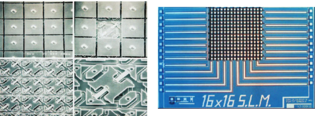 Fig. 1.3 : Exemples d’objets d’intensit´e purs. `a gauche : Texas Instruments Micromirror Array (orientables)