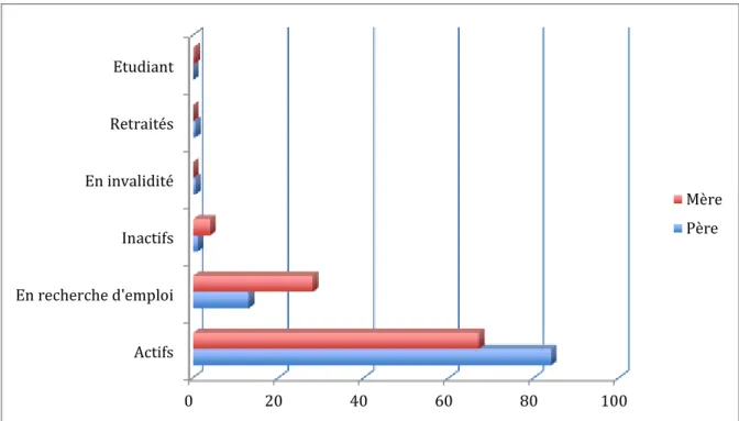 Figure 3 : Situation professionnelle des parents de l’adolescent (%) 